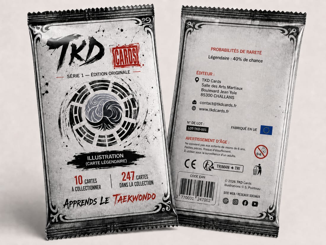 Un booster TKD Cards, recto et verso